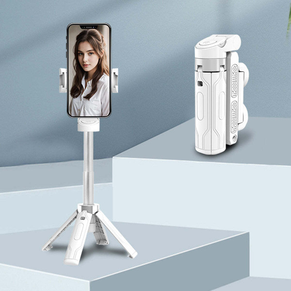 Color: WHITE - Golden Hours 360 Mini Selfie Stick Turn Quadpod For Best Content Creation K290-50848675627281