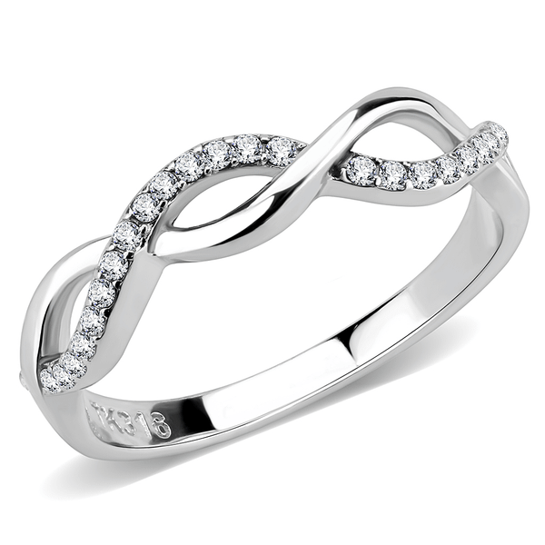 DA243 - High polished (no plating) Stainless Steel Ring with AAA Grade CZ  in Clear A874-DA243