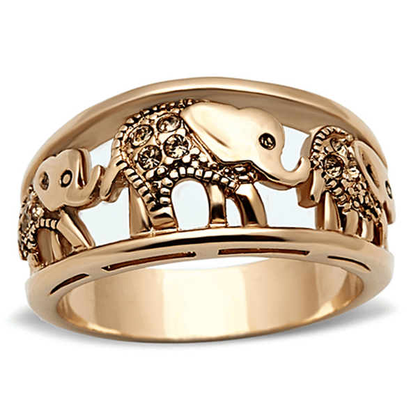 TK1380 - IP Rose Gold(Ion Plating) Stainless Steel Ring with Top Grade Crystal  in Citrine Yellow A874-TK1380