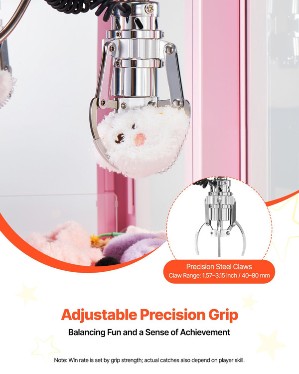 Claw Crane Machine, Medium-Sized Arcade Game Machine with Light & Sound, Adjustable Steel Claws, Pr E415-ZXWWJFSZXZJK3BE9P001V1
