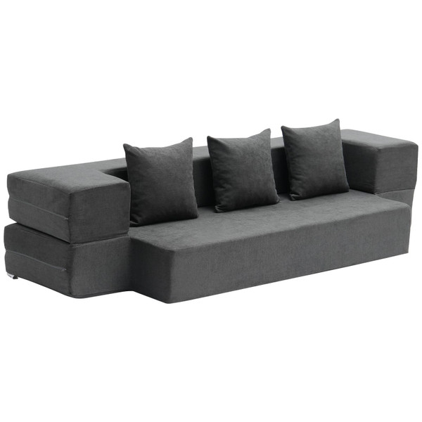 Folding Sofa Bed, 3-in-1 Foldable Couch Bed with 3 Pillows and Washable Cover, 25D High Density Mem E415-ZDSFDDZDTWIN2KD1AV0