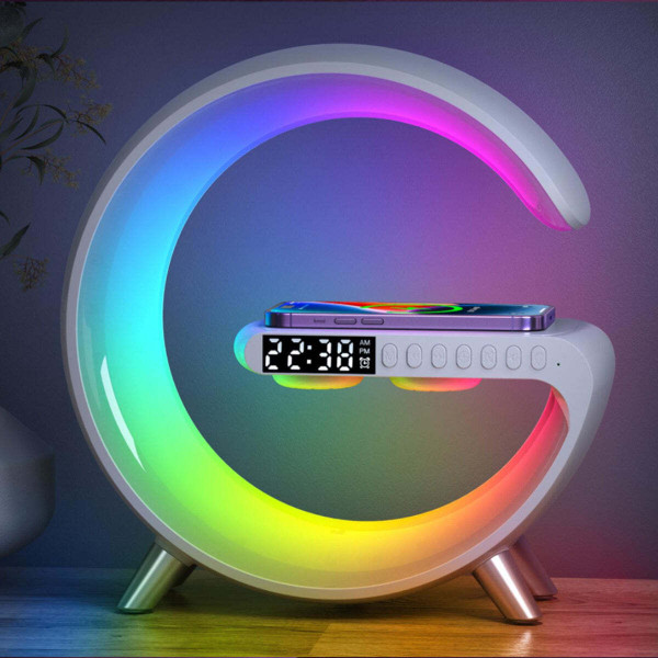 Color: WHITE - Mooncave Light Wireless Charger And Speaker With Clock K290-43754851696913