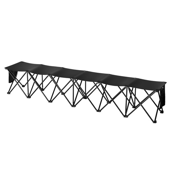 Portable Folding Bench, 6 Seat Foldable Soccer Bench with Side Pockets and Carrying Bag, Lightweigh E415-BKZDYDZYWKB6HC79QV0
