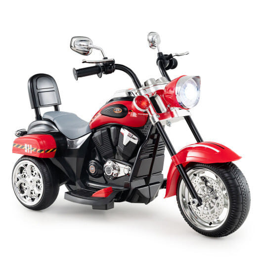 6V Powered Toddler 3-Wheel Motorbike Ride On Toy with Horn and Headlight-Black & Red - Color: Black D681-TY327686XF