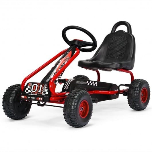 4 Wheel Pedal Powered Ride On with Adjustable Seat-Red - Color: Red D681-TY327797RE
