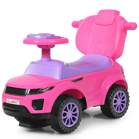 3 in 1 Ride on Push Car Toddler Stroller Sliding Car with Music-Pink - Color: Pink D681-TY327904PI