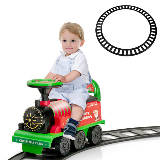 6V Electric Kids Ride On Car Toy Train with 16 Pieces Tracks-Green - Color: Green D681-TQ10089US-GN