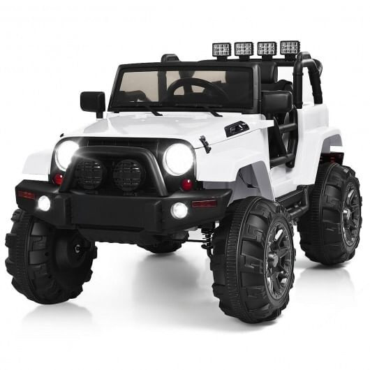12V Kids Remote Control Riding Truck Car with LED Lights-White - Color: White D681-TY327440WH+