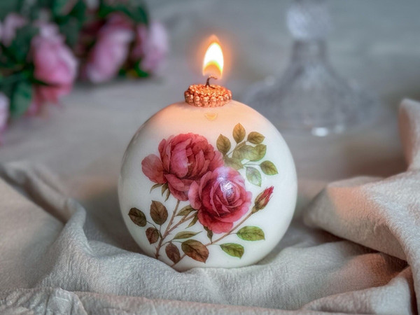 Vintage Floral Candle: Shabby Chic Decor, Fall Thanksgiving Gift | Valentine & Mother's Day Candle H652-1039