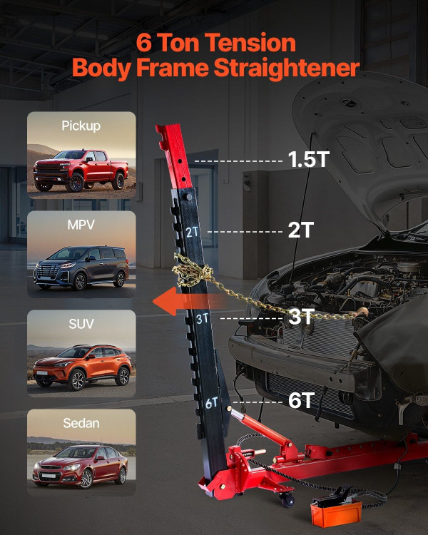 Auto Body Frame Puller Straightener, 6T Tension Car Body Repair Equipment with 3T Airbag Jack & 600 E415-QCJSQ10T10TH25RHT001V0