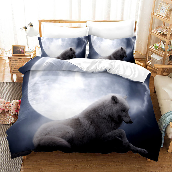 Pattern: Wolf 18, Size: 220?—240 - Bed Home Textile Wolf Digital Printed Three-piece Set Q119-CJYD206053569QJ
