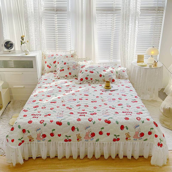 Pattern: Anna Sue Rabbit, Size Specification: 265x245cm Sheet Bed Cover - Cotton Lace Embroidery Qu Q119-CJYD199480318RI