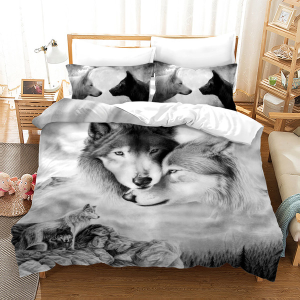 Pattern: Wolf 4, Size: 200?—200 - Bed Home Textile Wolf Digital Printed Three-piece Set Q119-CJYD206053516PK