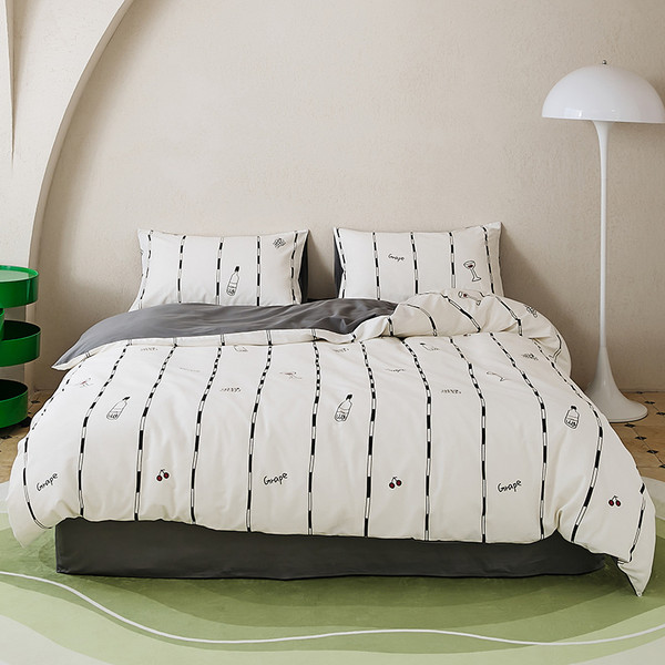 Pattern: Fruit Tea, Size Specification: 1.8m Flat Sheet Four Pieces - 2024 New All-cotton Printed F Q119-CJCS208141738LO