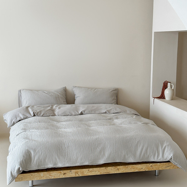 Pattern: Light Gray, Size Specification: 1.8m Fitted Sheet - Class A Cotton Texture Tree Pattern Fo Q119-CJCS254709935IR