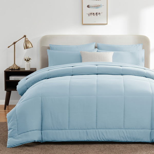 Color: LightBlue, Size: King - 7-piece Bagged Bedding Set Suit Q119-CJYD245271418RI