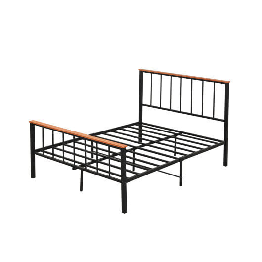 Bed Frame with Headboard and Footboard-Full Size - Color: Black - Size: Full Size D681-HU10460DK-F