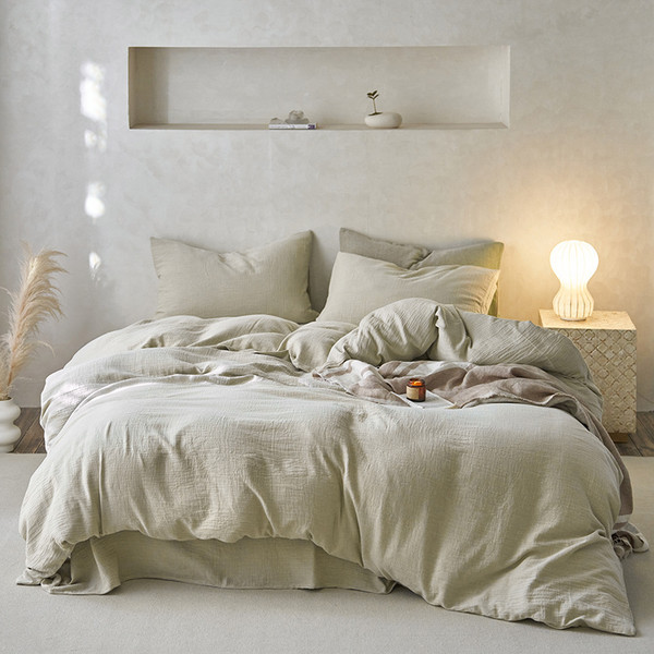 Pattern: Soft Yellow, Size Specification: 1.5m Fitted Sheet - Japanese-style Pure Cotton Double-lay Q119-CJCS254712719SH