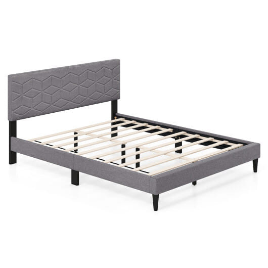 Twin/Full/Queen Size Bed Frame Modern Platform Bed with Linen Fabric Upholstered Headboard-Queen -  D681-HU11283LR-Q