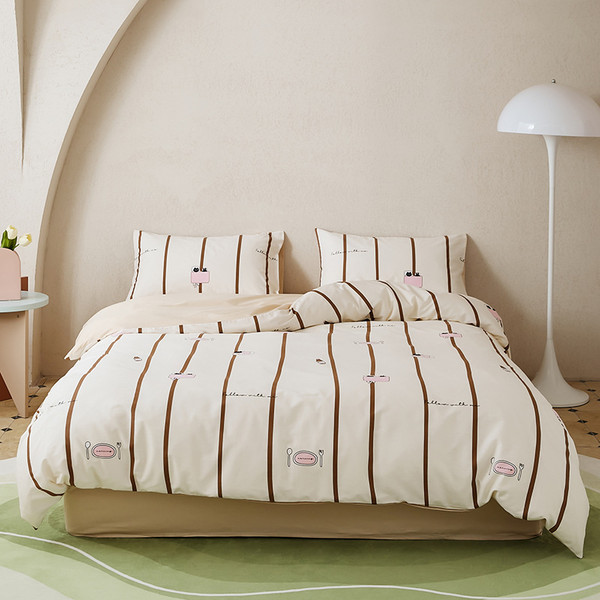 Pattern: Princess Cat, Size Specification: 1.5m Flat Sheet Four Pieces - 2024 New All-cotton Printe Q119-CJCS208141707GT