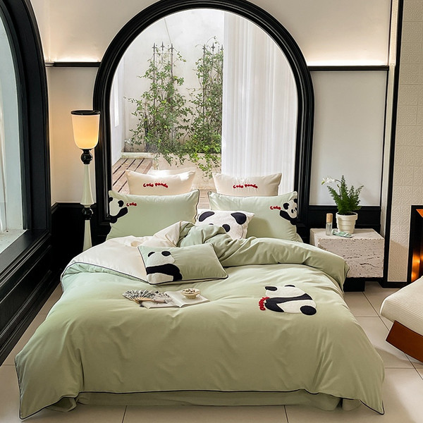 Pattern: C, Dimensions: 1.5m Bed 4pc - Cartoon Cute Style Cotton Sanding Duvet Cover Bed Sheet Bedd Q119-CJCS193840715OL