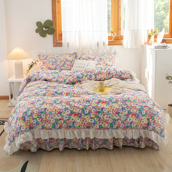 style: Picking chrysanthemums, Bedding Size: 2.2x2.4foursets2to2.2 - Lace Bed Skirt Set Of Four Q119-CJCS186182703CX