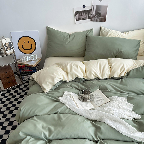 Pattern: Matcha Cheese, Size Specification: 2M Flat Sheet - Simple Colorblock All-matching Washed C Q119-CJCS211838227AZ