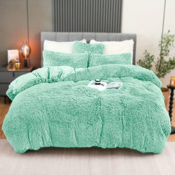 Pattern: Viridity, Size Specification: 68.11X90.16INCH - 4PCs Plush Duvet Cover Set Luxury Ultra So Q119-CJYD241702833GT