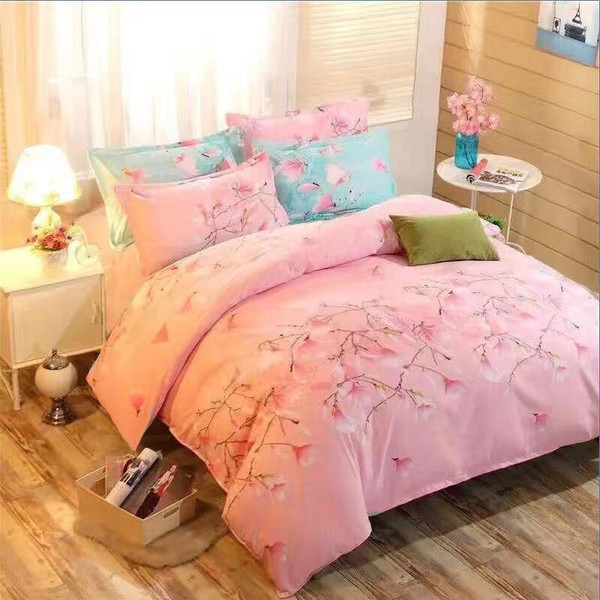 Color: Flower Full Of Pink, Specifications: 150x 200 Single Duvet Cover - Four-piece Set Duvet Cove Q119-CJYD199153039MN