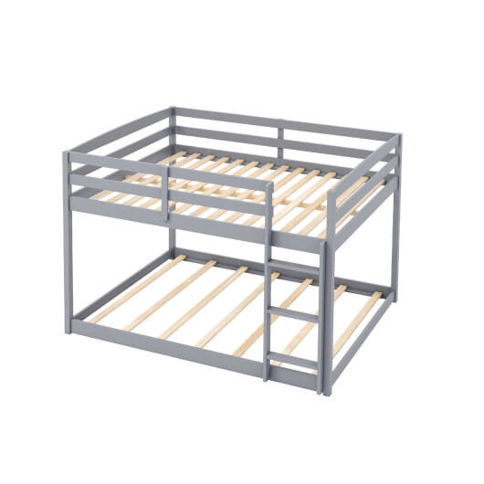 Full Over Full Bunk Bed Low-to-ground Bunk Bed-Gray B593-HU11196