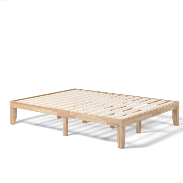 Queen Size 14 Inch Wooden Bed Mattress Frame-Natural - Color: Natural D681-HW63260NA