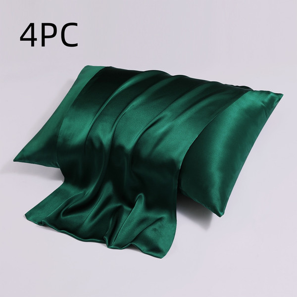 Color: Dark Green, Size: 51x91CM-4PC, style:  - Zipper Silk Double-sided Pillowcase Household Q119-CJCS247223318RI