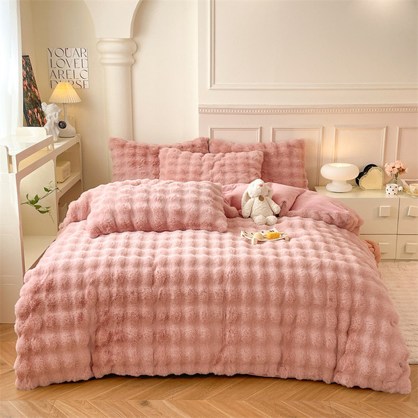 Color: Pink bean paste, Bedding Size: 2M flat sheet - High-end Dehaired Angora Milk Fiber Bed Thick Q119-CJCS254702873UF