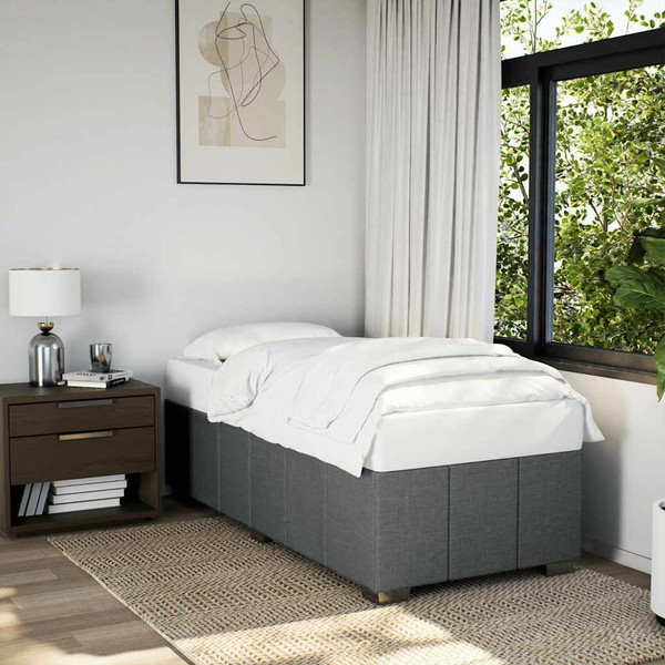  Bed Frame Dark Gray Polyester, Plywood, Engineered wood Twin XL A949-3284876