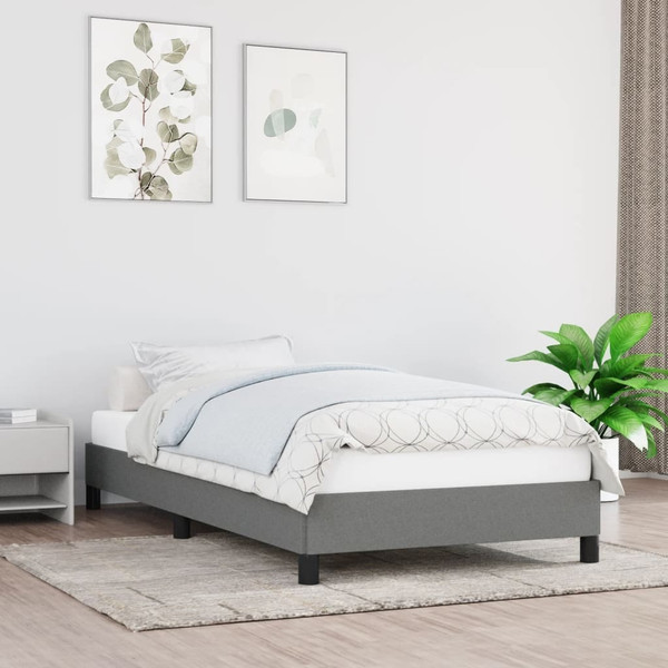  Bed Frame Dark Gray Polyester, Plywood, Engineered Wood Twin XL A949-346756