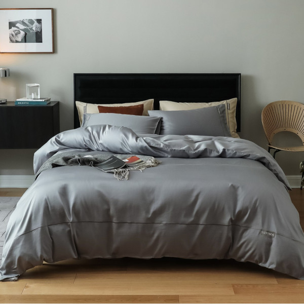 Pattern: Gray, Size Specification: Fitted Sheet 200 X230 - Embroidered Four-piece Set Simple Fashio Q119-CJCS255955003CX