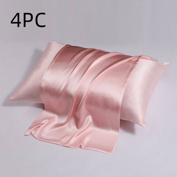 Color: Light Pink, Size: 51x91CM-4PC, style:  - Zipper Silk Double-sided Pillowcase Household Q119-CJCS247223312LO