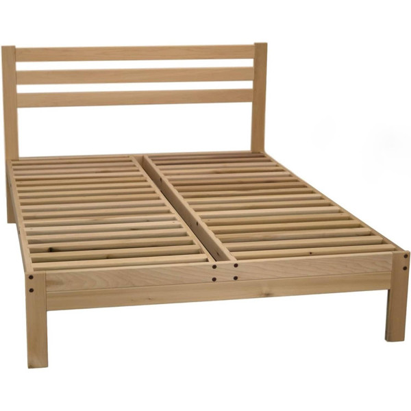 CA size Solid Wood Platform Bed Frame with Slatted Headboard - Made in USA Q280-CAKBFLP35968582