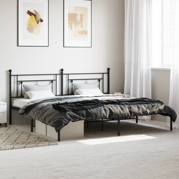  Bed Frame Black Powder-Coated Steel Double Bed Frame A949-374345