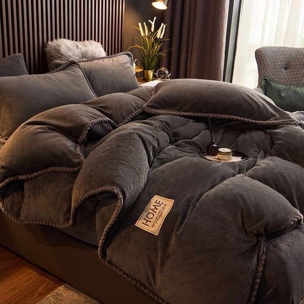 Pattern: Dark Gray A Style, Size Specification: 200X230cm - Coral Fleece Plus Velvet Thick Duvet Co Q119-CJYD255722735IR