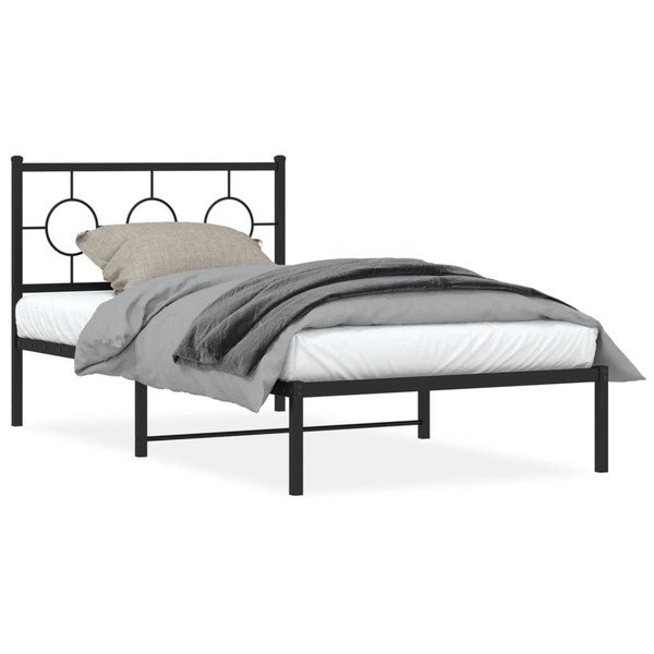  Bed Frame Black Powder-Coated Steel 39.4 x 78.7 in Bed Frame A949-376221