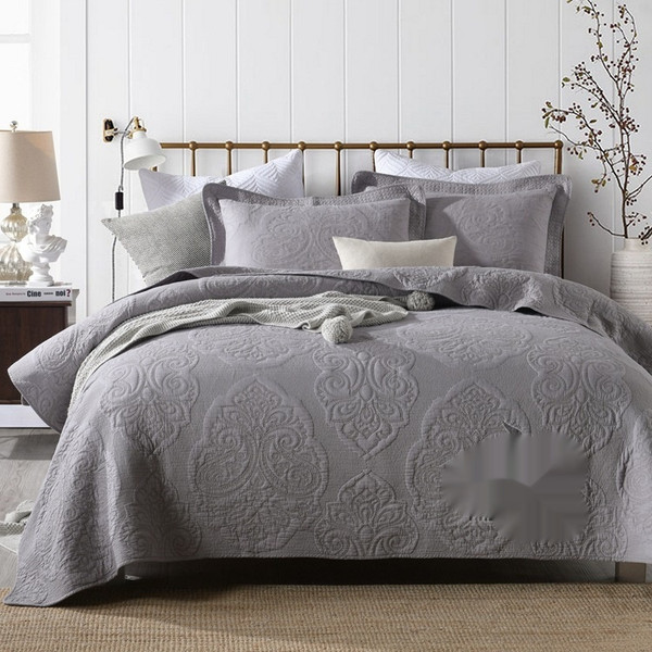 Pattern: Gray Pelis, Size: 250x270cm - Double-sided Plus-sized Pure Cotton Bed Cover All Cotton Pla Q119-CJYD246189464LO