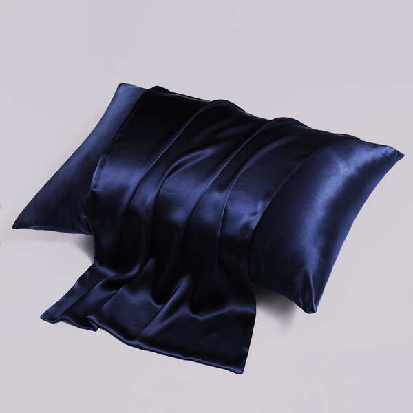 Pattern: Navy Blue, Size Specification: 51x91CM - Zipper Silk Double-sided Pillowcase Household Q119-CJYD246236419SH