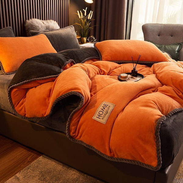 Pattern: Emma Orange A Style, Size Specification: 180X220cm - Coral Fleece Plus Velvet Thick Duvet  Q119-CJYD255722709IR