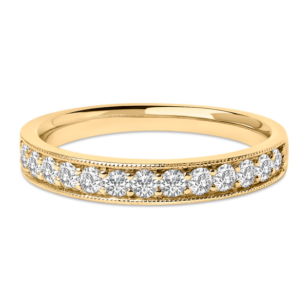 14K Yellow Gold 1/2 Cttw Round Diamond Milgrain Wedding Band N162-024753R550