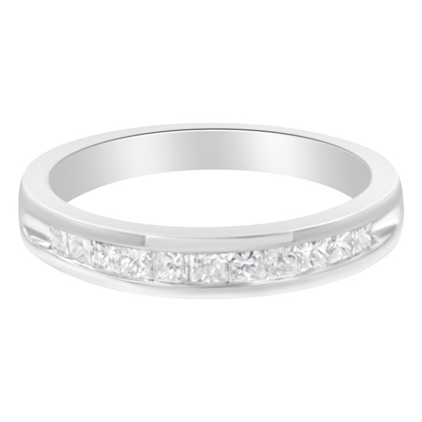 .925 Sterling Silver 1/2 Cttw Princess-Cut Diamond Channel-Set Half-Eternity Wedding or Anniversary N162-016869R800