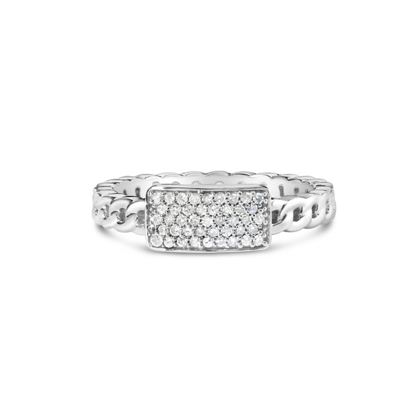 .925 Sterling Silver 1/5 Cttw Diamond ID and Cuban Link Band Ring (I-J Color, I2-I3 Clarity) - Ring N162-020510R700