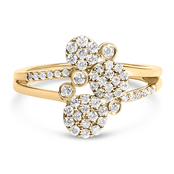 14K Yellow Gold Plated .925 Sterling Silver 1/2 Cttw Diamond Scatter Composite Bypass Ring (I-J Col N162-022777R500