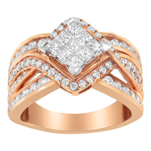 Two-Tone 10KT Gold Diamond Bypass Cocktail Ring (1 1/2 cttw, H-I Color, I1-I2 Clarity) N162-016283R700