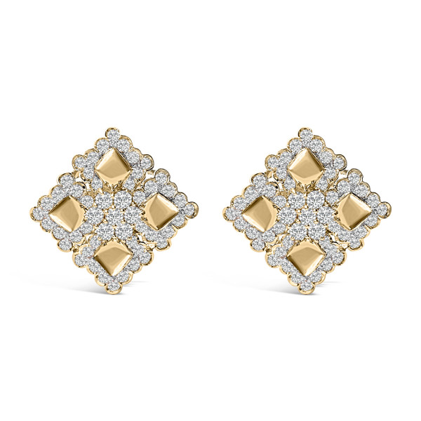 18K Yellow Gold Diamond 5 1/5 Cttw Geometric Cluster Stud Earrings N162-024580EM48